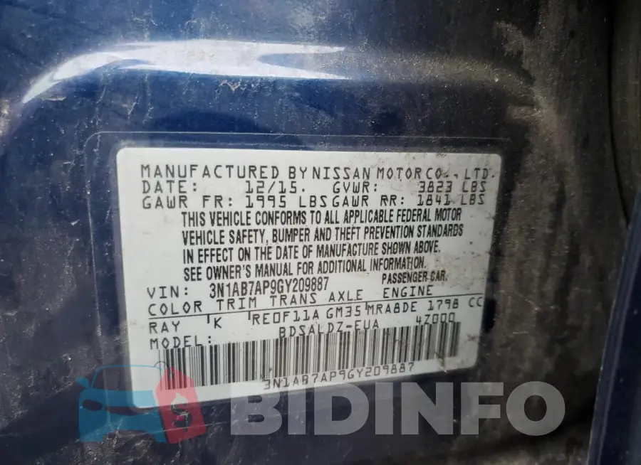 3N1AB7AP9GY209887 Photo# 12