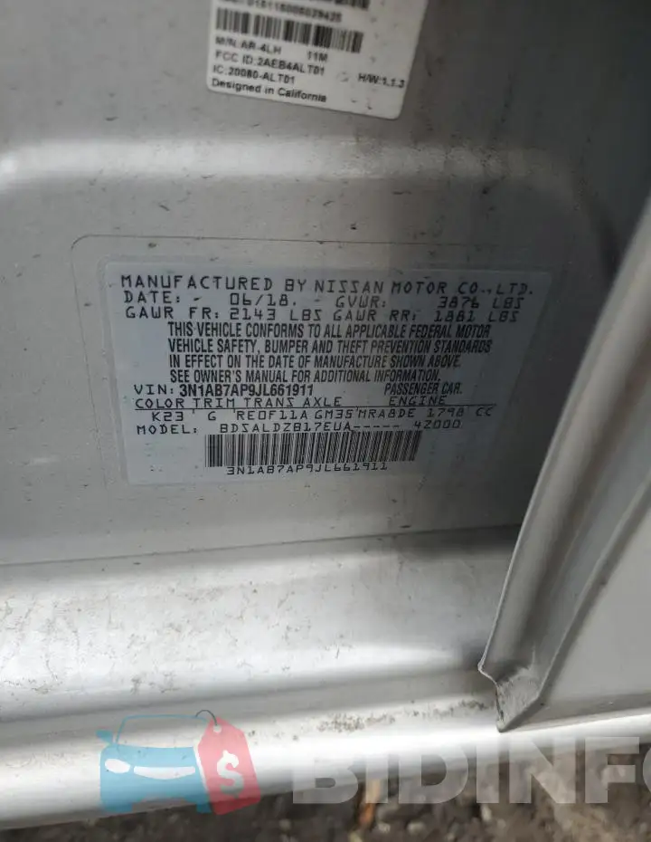 3N1AB7AP9JL661911 Photo# 12