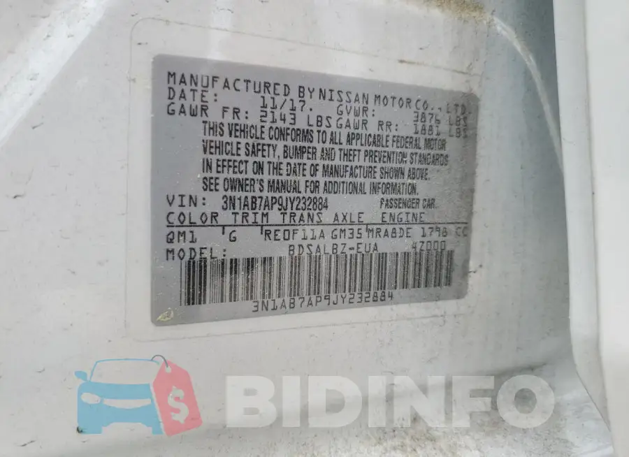 3N1AB7AP9JY232884 Photo# 12