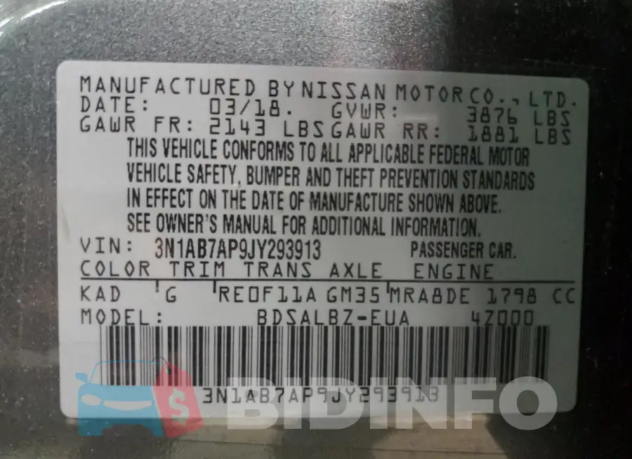 3N1AB7AP9JY293913 Photo# 12