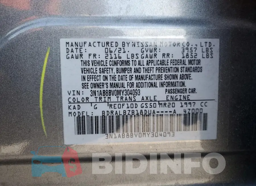 3N1AB8BV0MY304093 Photo# 12