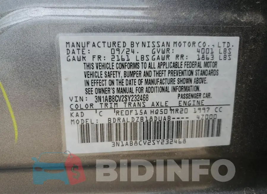 3N1AB8CV2SY232468 Photo# 12