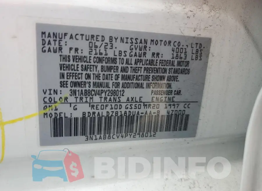 3N1AB8CV4PY298012 Photo# 13