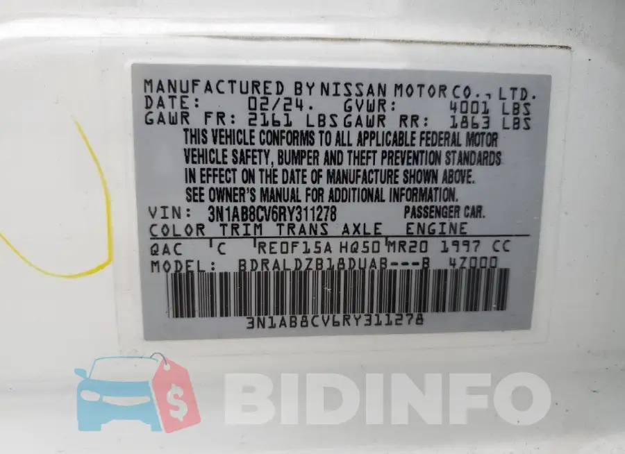 3N1AB8CV6RY311278 Photo# 12