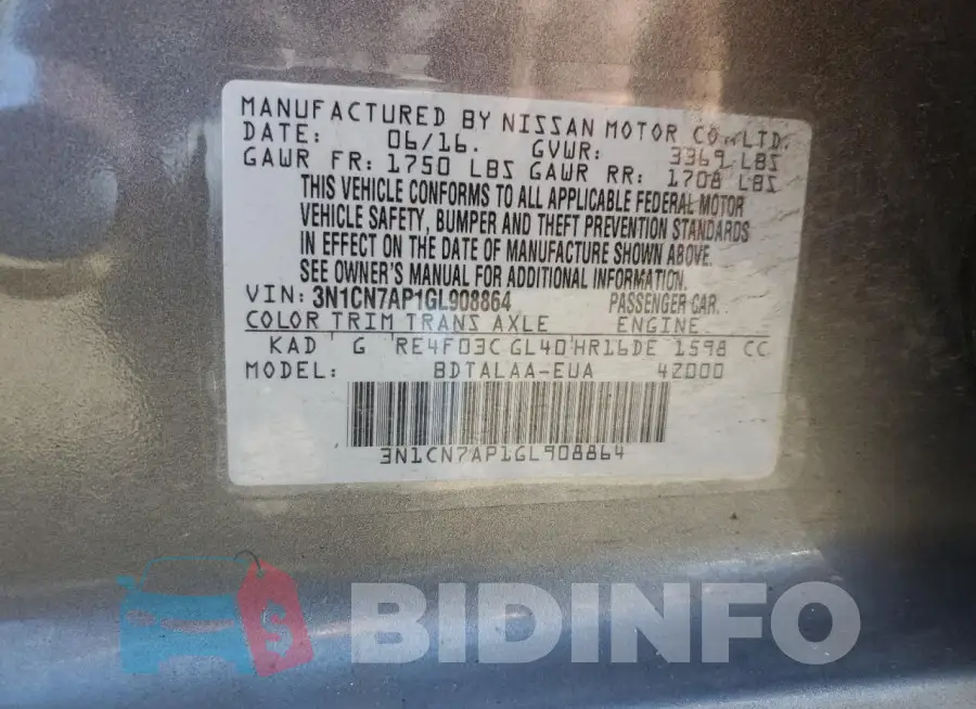 3N1CN7AP1GL908864 Photo# 12