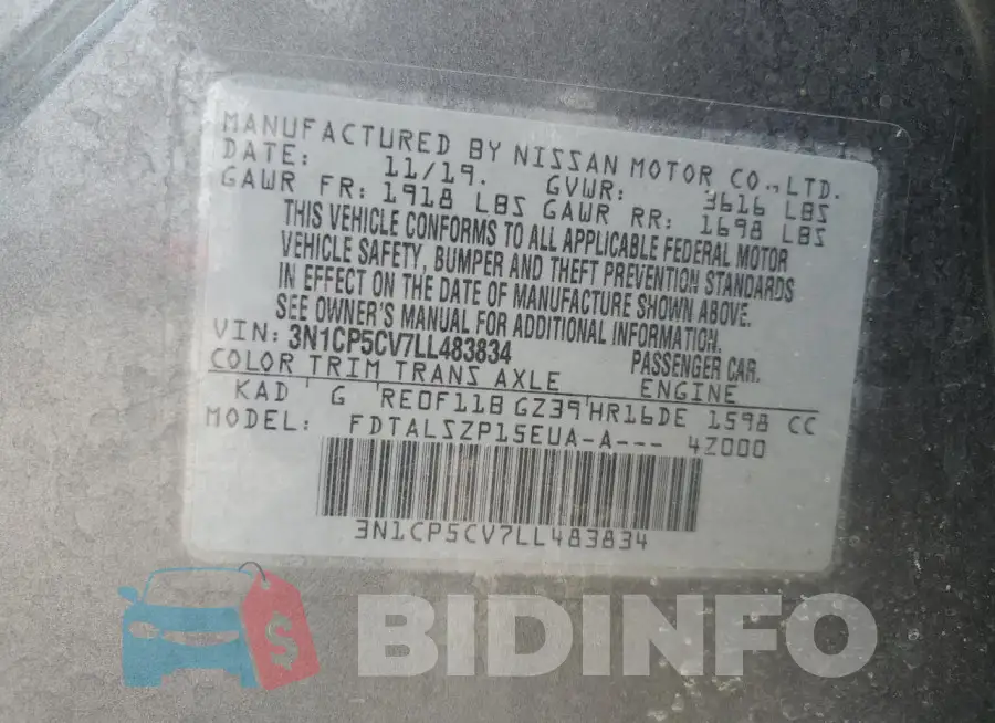 3N1CP5CV7LL483834 Photo# 13