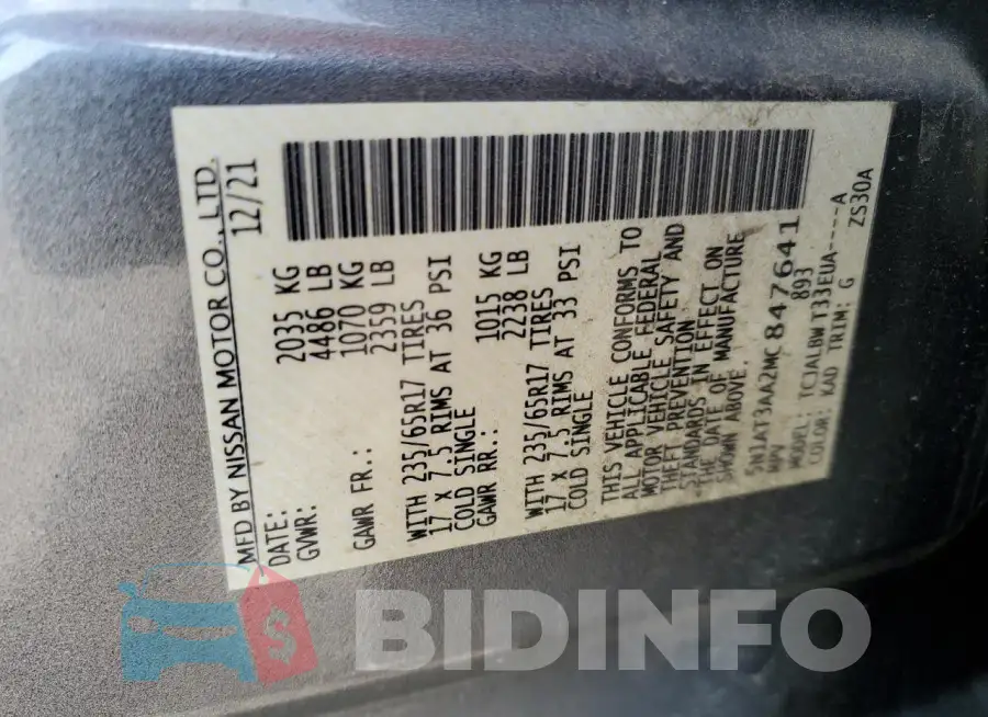 5N1AT3AA2MC847641 Photo# 13