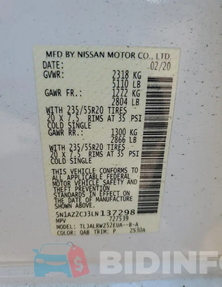 5N1AZ2CJ3LN137298 Photo# 13