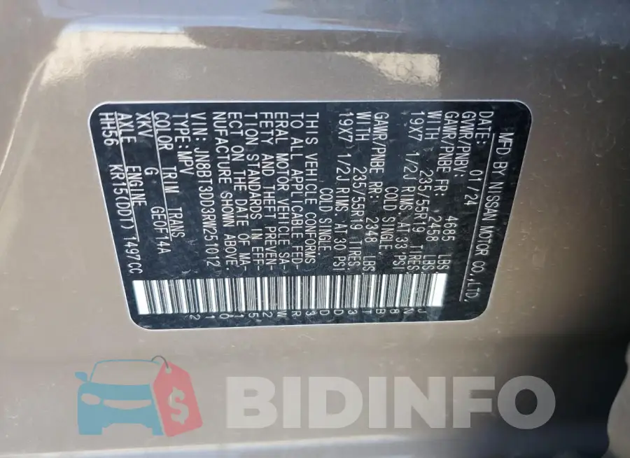 JN8BT3DD3RW251012 Photo# 14