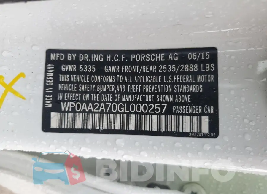 WP0AA2A70GL000257 Photo# 13