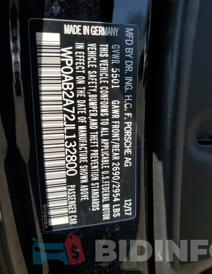 WP0AB2A72JL132800 Photo# 12