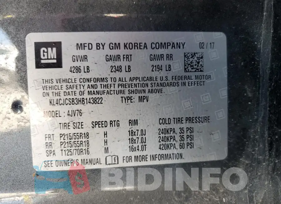 KL4CJCSB3HB143822 Photo# 13