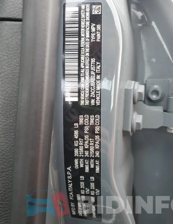 ZACCJBAB2JPJ57785 Photo# 13