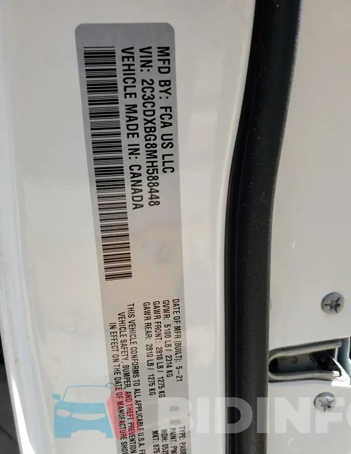 2C3CDXBG8MH588448 Photo# 12