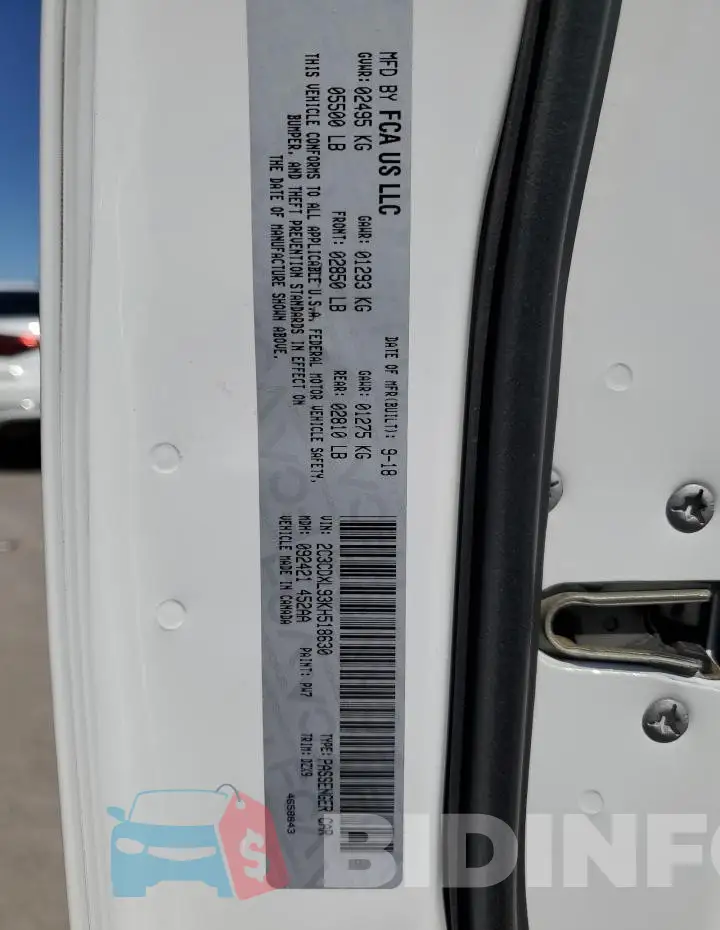 2C3CDXL93KH518630 Photo# 12