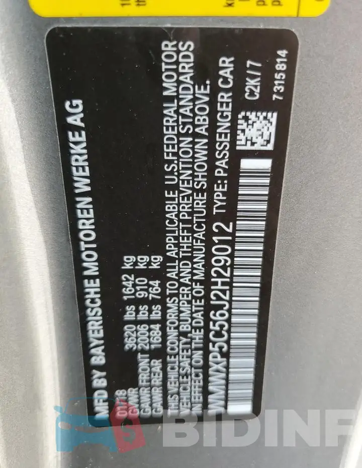 WMWXP5C56J2H29012 Photo# 12