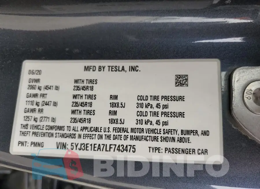 5YJ3E1EA7LF743475 Photo# 13