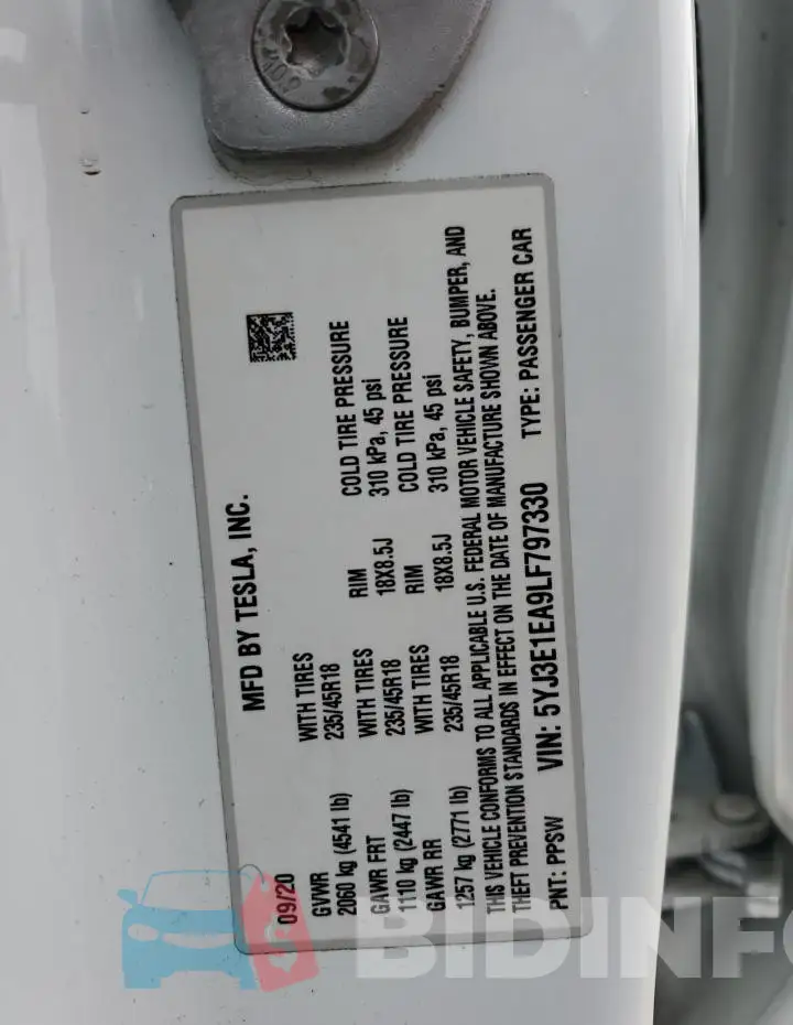 5YJ3E1EA9LF797330 Photo# 12