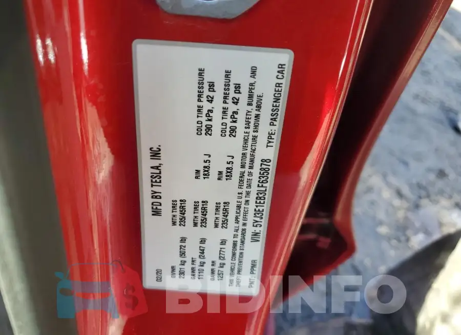 5YJ3E1EB3LF635878 Photo# 12
