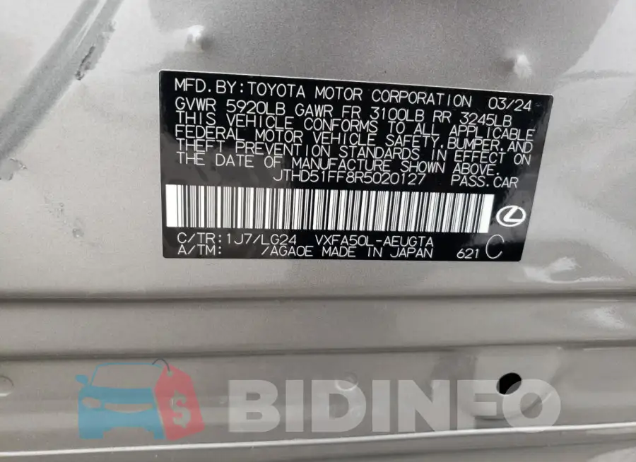 JTHD51FF8R5020127 Photo# 12