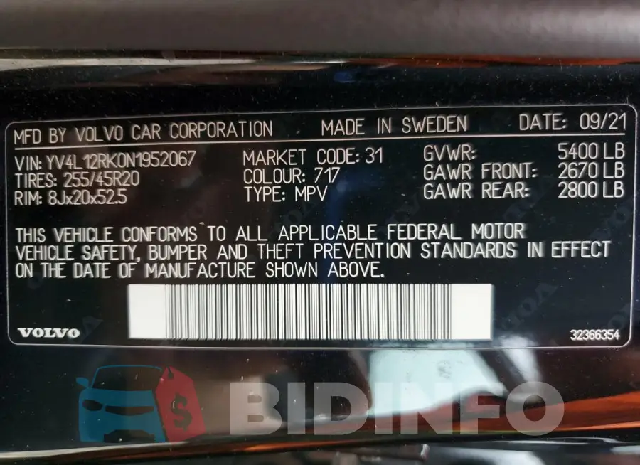 YV4L12RK0N1952067 Photo# 14