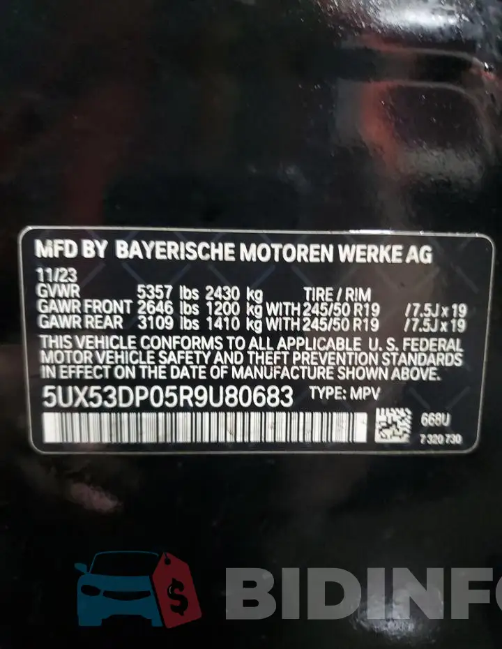 5UX53DP05R9U80683 Photo# 13