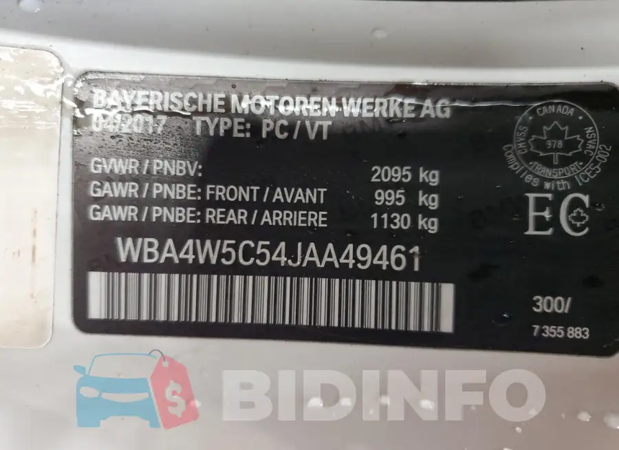 WBA4W5C54JAA49461 Photo# 12