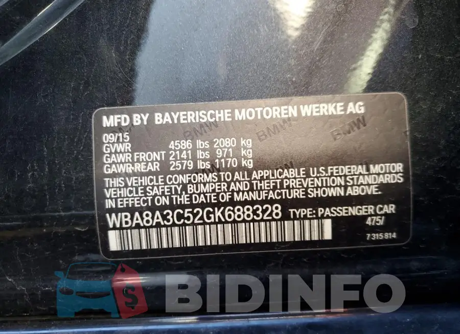 WBA8A3C52GK688328 Photo# 13