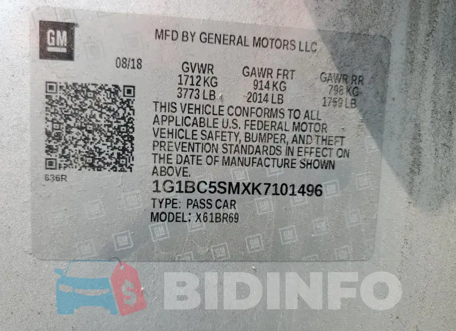 1G1BC5SMXK7101496 Photo# 13