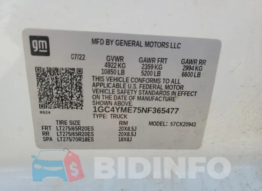 1GC4YME75NF365477 Photo# 12