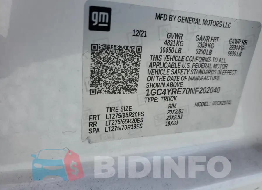 1GC4YRE70NF202040 Photo# 12
