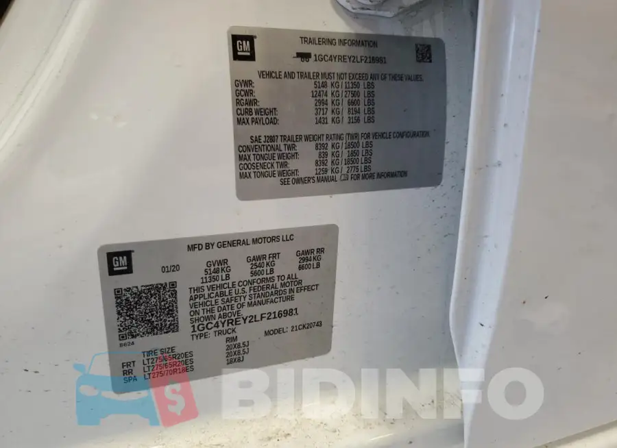 1GC4YREY2LF216981 Photo# 12