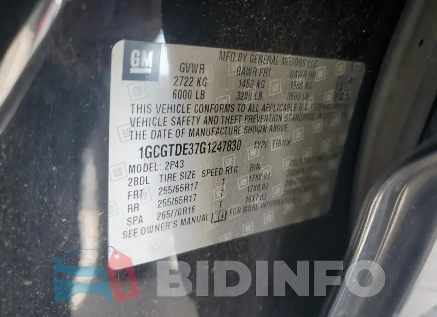 1GCGTDE37G1247830 Photo# 12