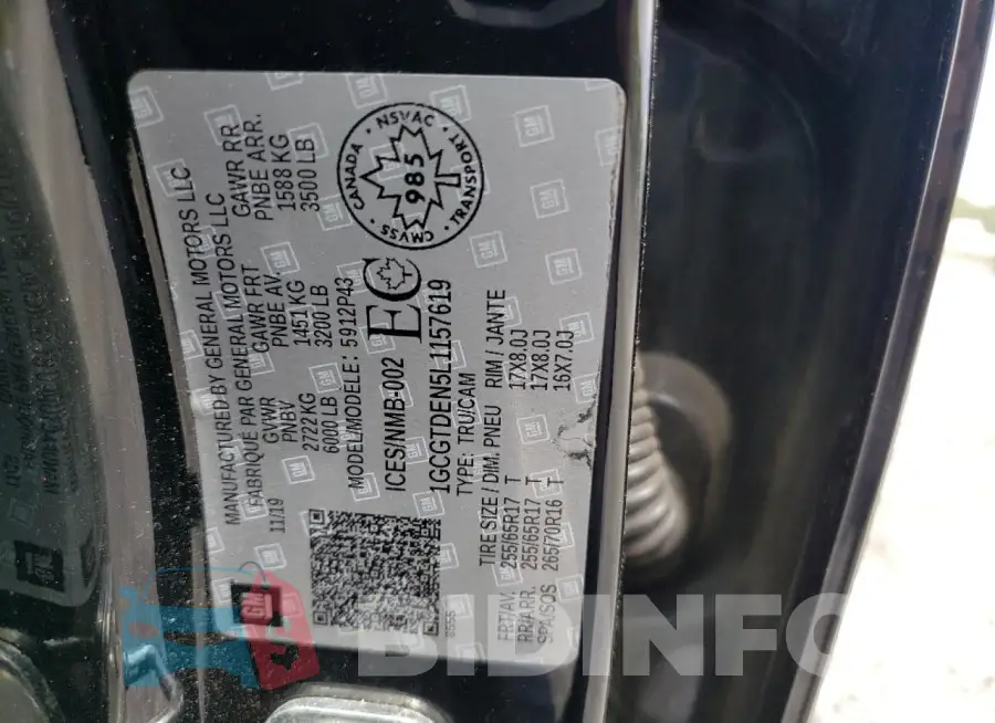 1GCGTDEN5L1157619 Photo# 12