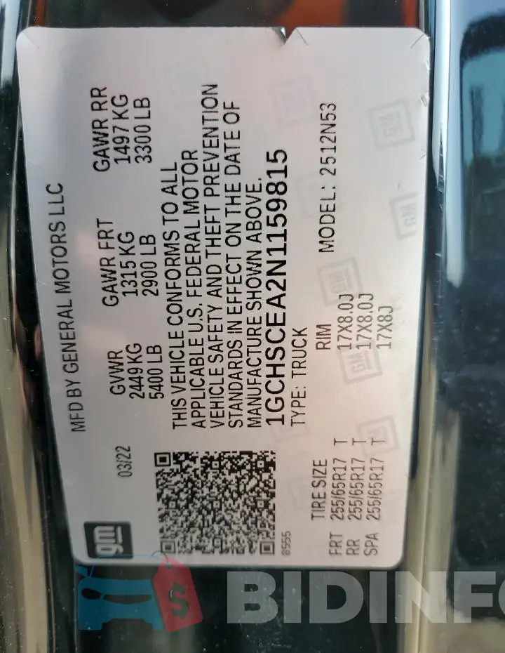 1GCHSCEA2N1159815 Photo# 13