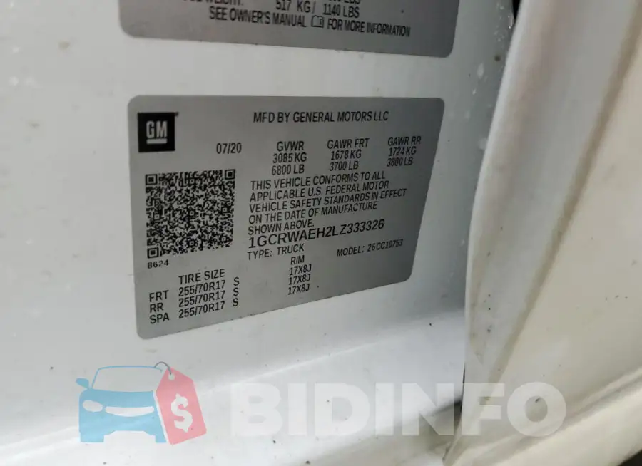 1GCRWAEH2LZ333326 Photo# 12