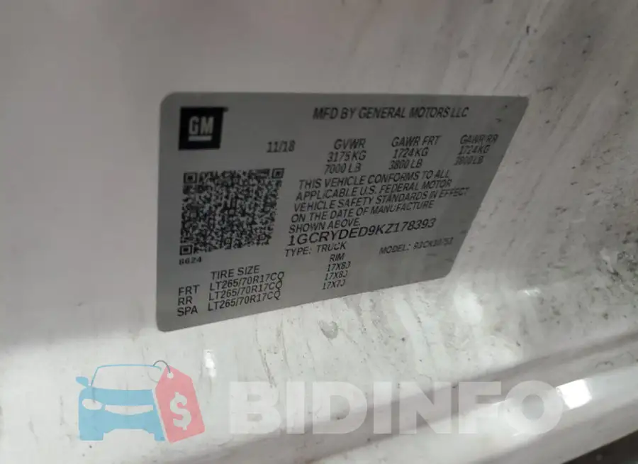 1GCRYDED9KZ178393 Photo# 12