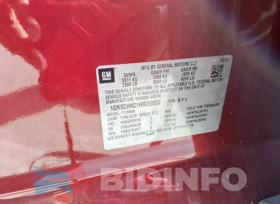 1GNSCHKC1HR239352 Photo# 12