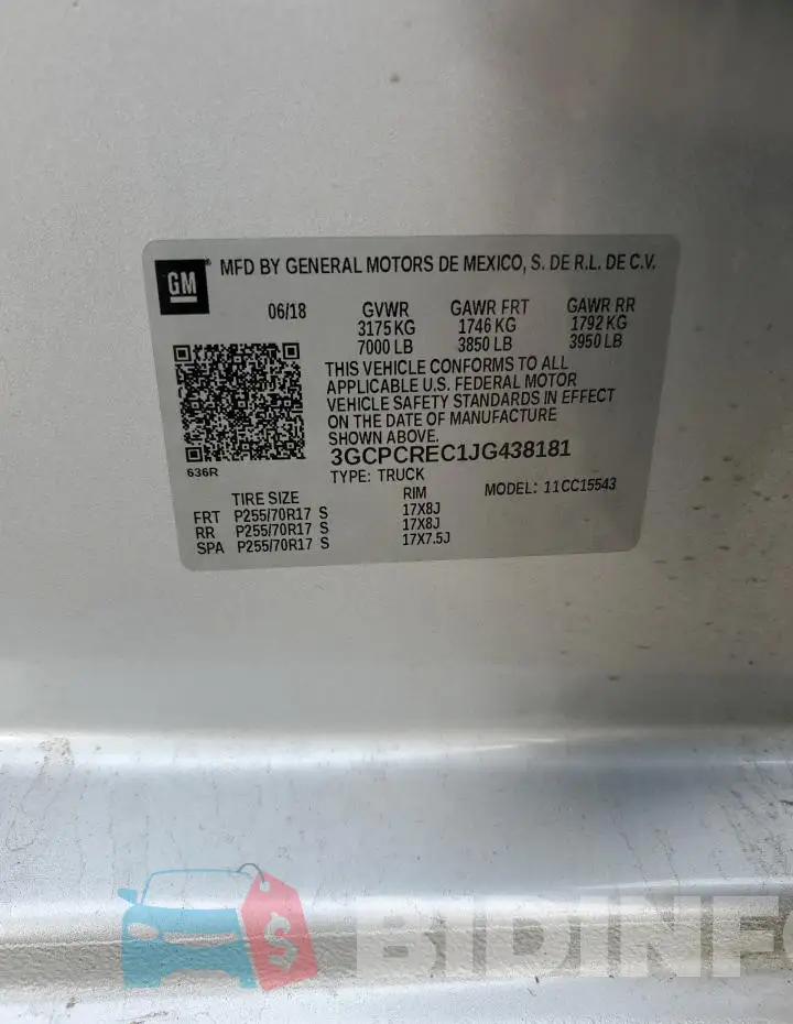 3GCPCREC1JG438181 Photo# 13