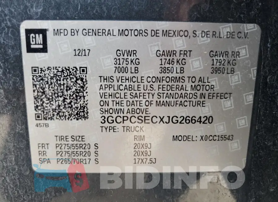 3GCPCSECXJG266420 Photo# 12