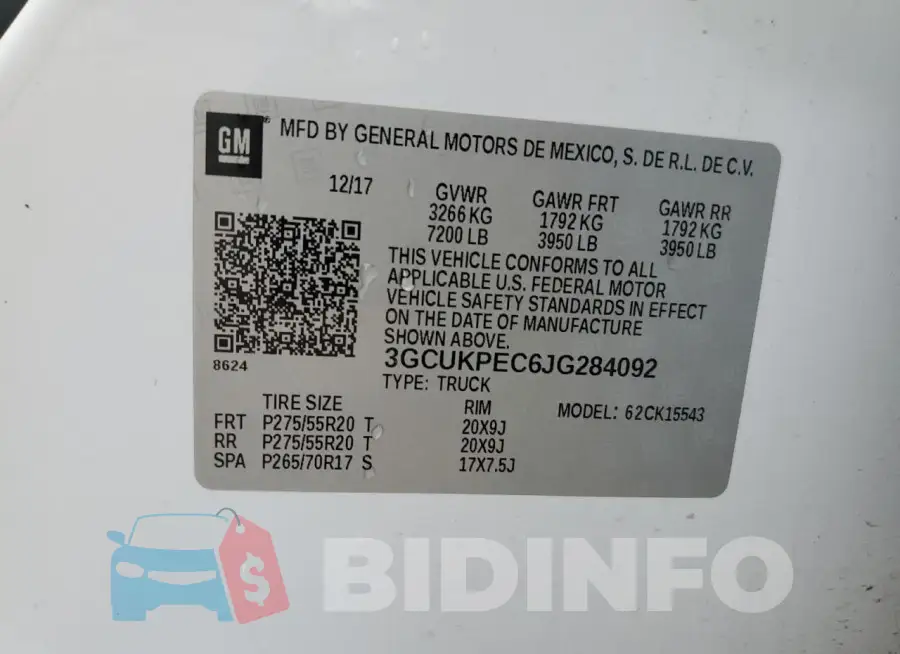 3GCUKPEC6JG284092 Photo# 12