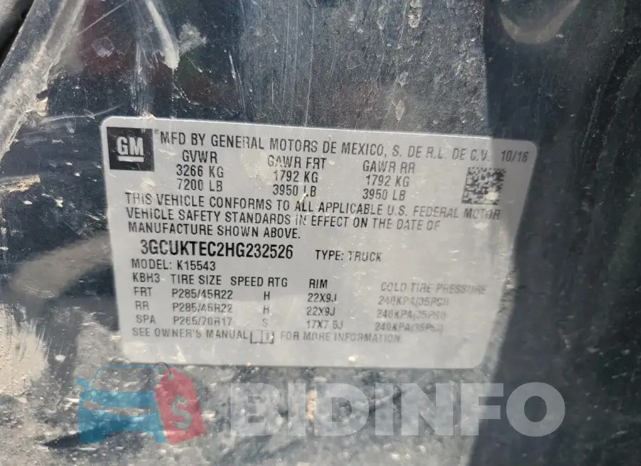 3GCUKTEC2HG232526 Photo# 12
