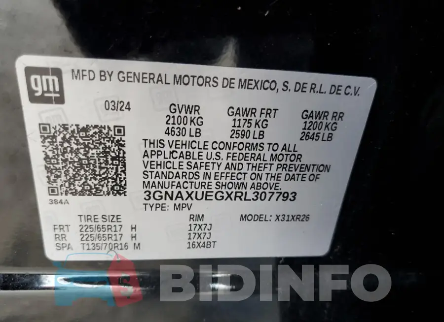 3GNAXUEGXRL307793 Photo# 13