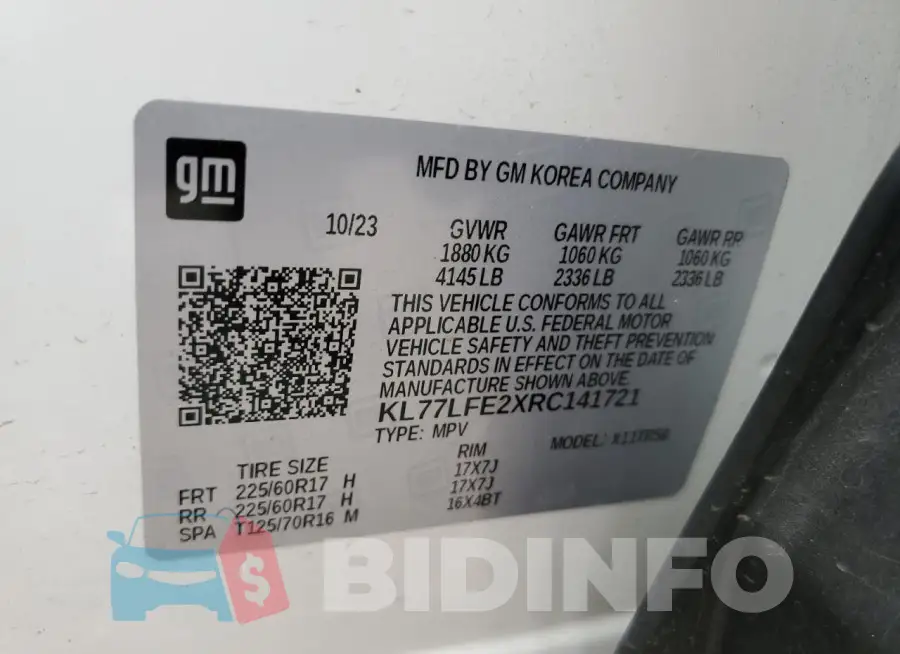 KL77LFE2XRC141721 Photo# 13