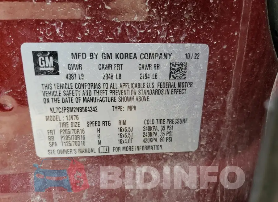KL7CJPSM2NB564342 Photo# 14