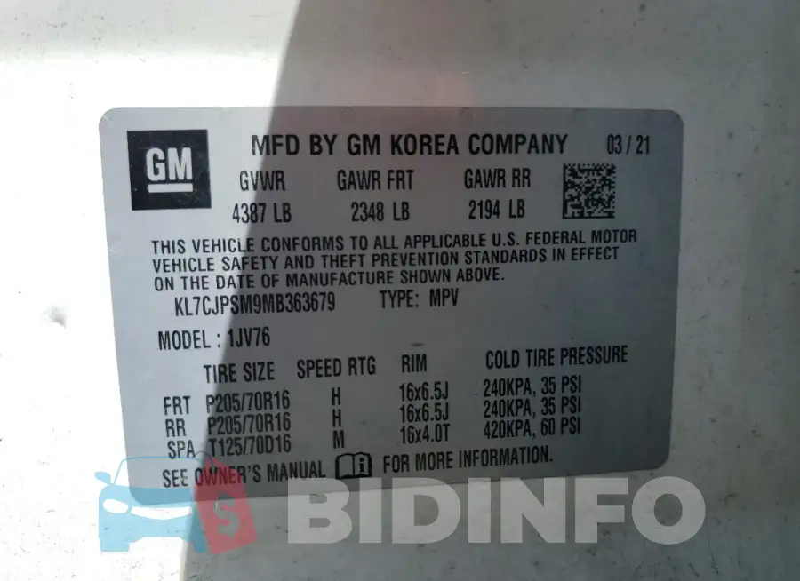 KL7CJPSM9MB363679 Photo# 13