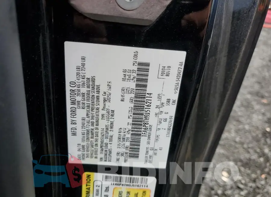 1FA6P8TH0J5162114 Photo# 12