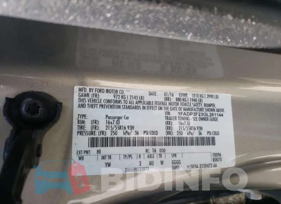 1FADP3F23GL261144 Photo# 12