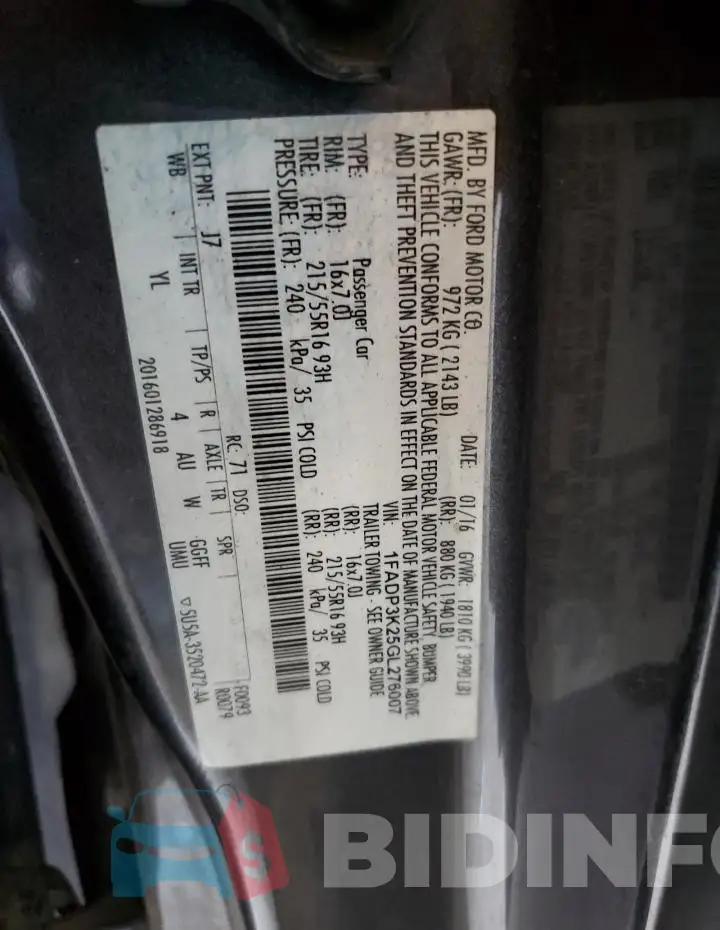 1FADP3K25GL276007 Photo# 12