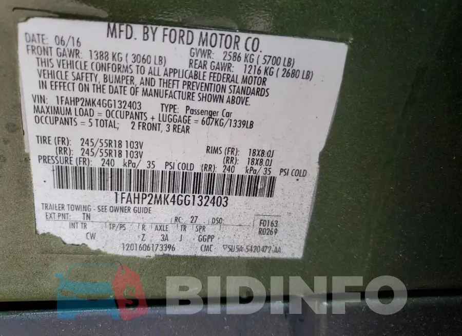 1FAHP2MK4GG132403 Photo# 13